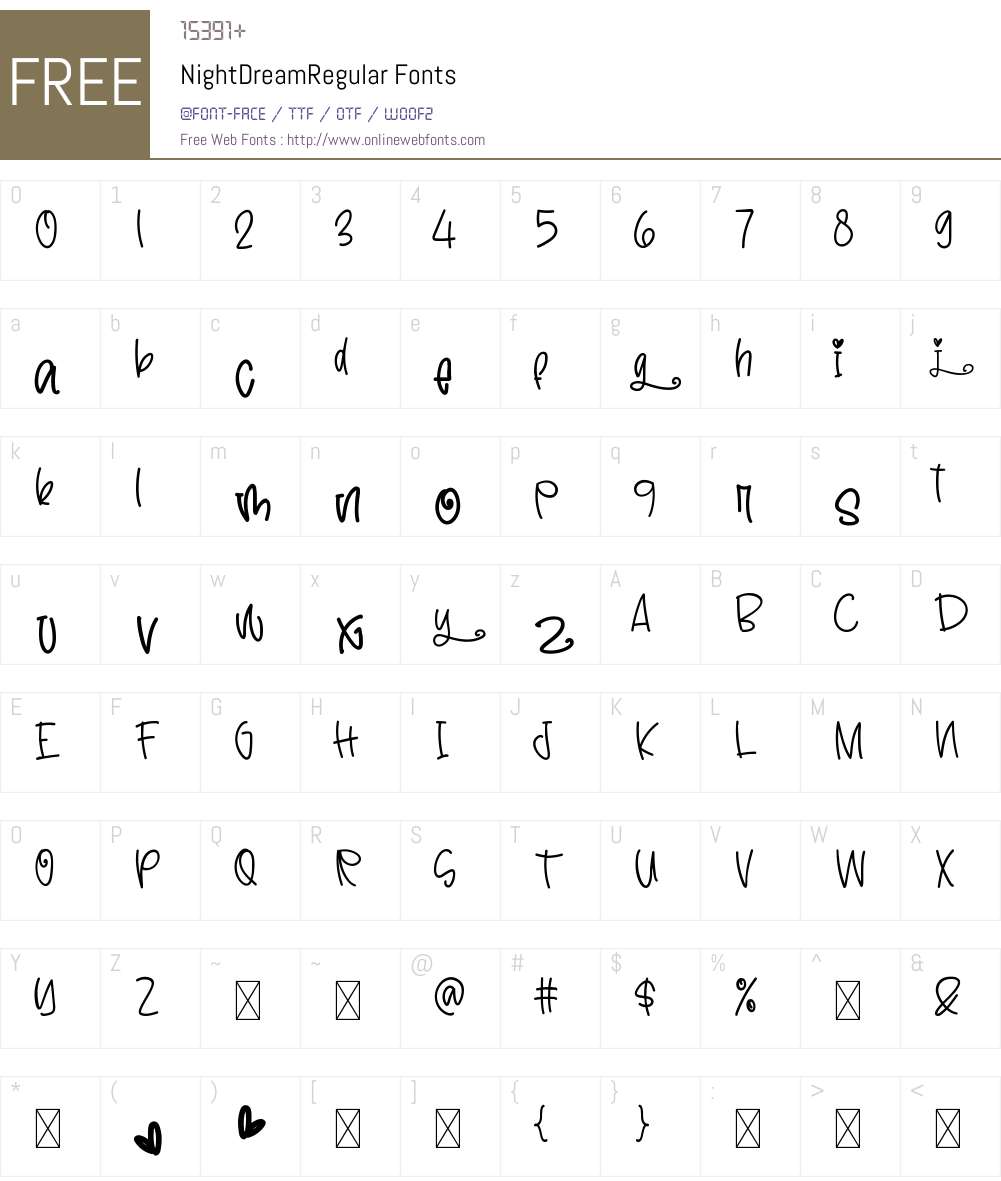 Night Dream Font Screenshots