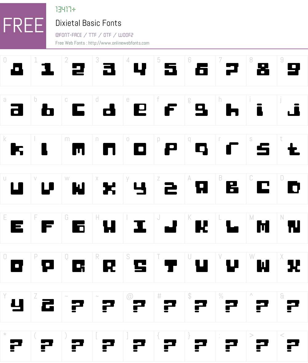 Dixietal Basic Font Screenshots