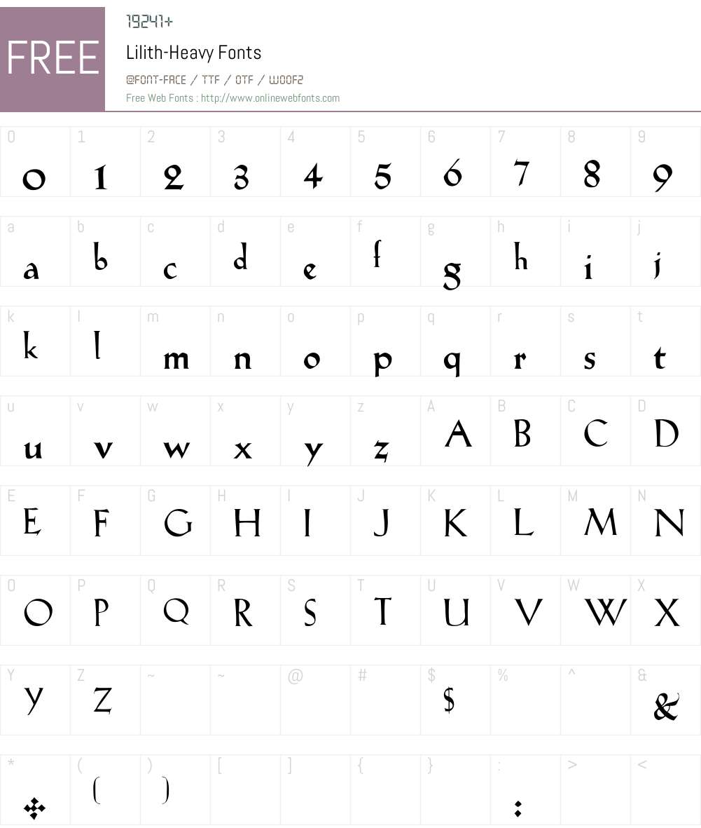 Lilith-Heavy Font Screenshots