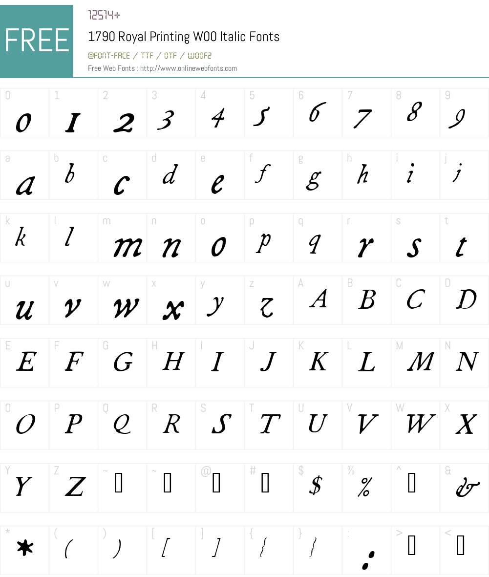 1790 Royal Printing Font Screenshots