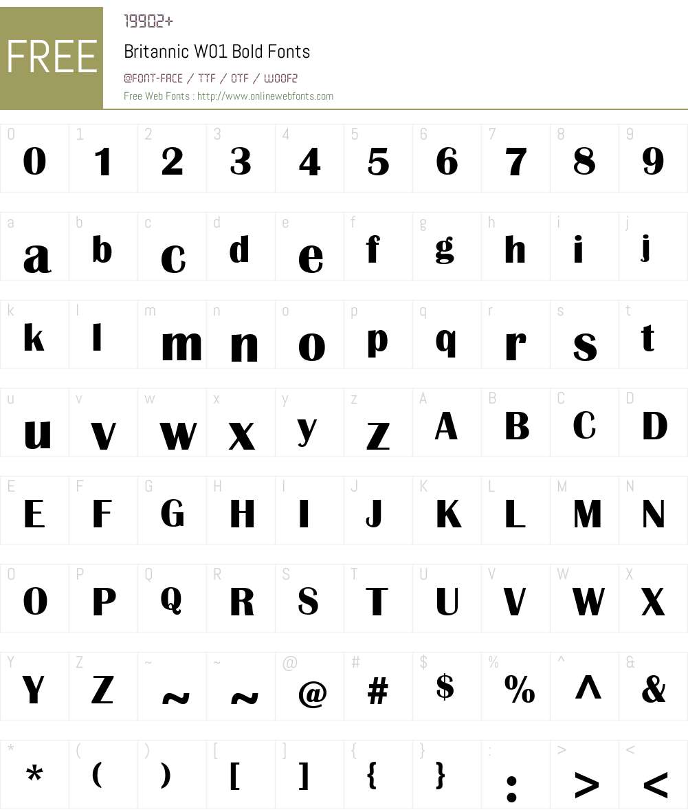 BritannicW01-Bold Font Screenshots