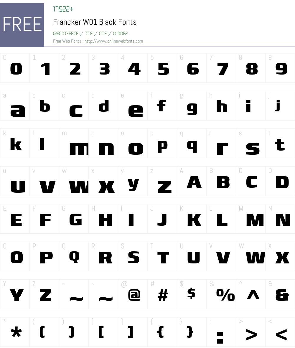 FranckerW01-Black Font Screenshots