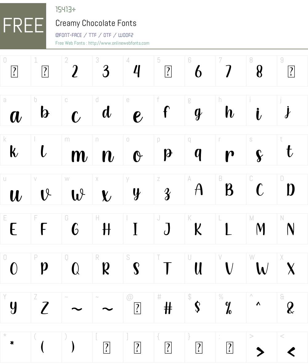 Creamy Chocolate Font Screenshots