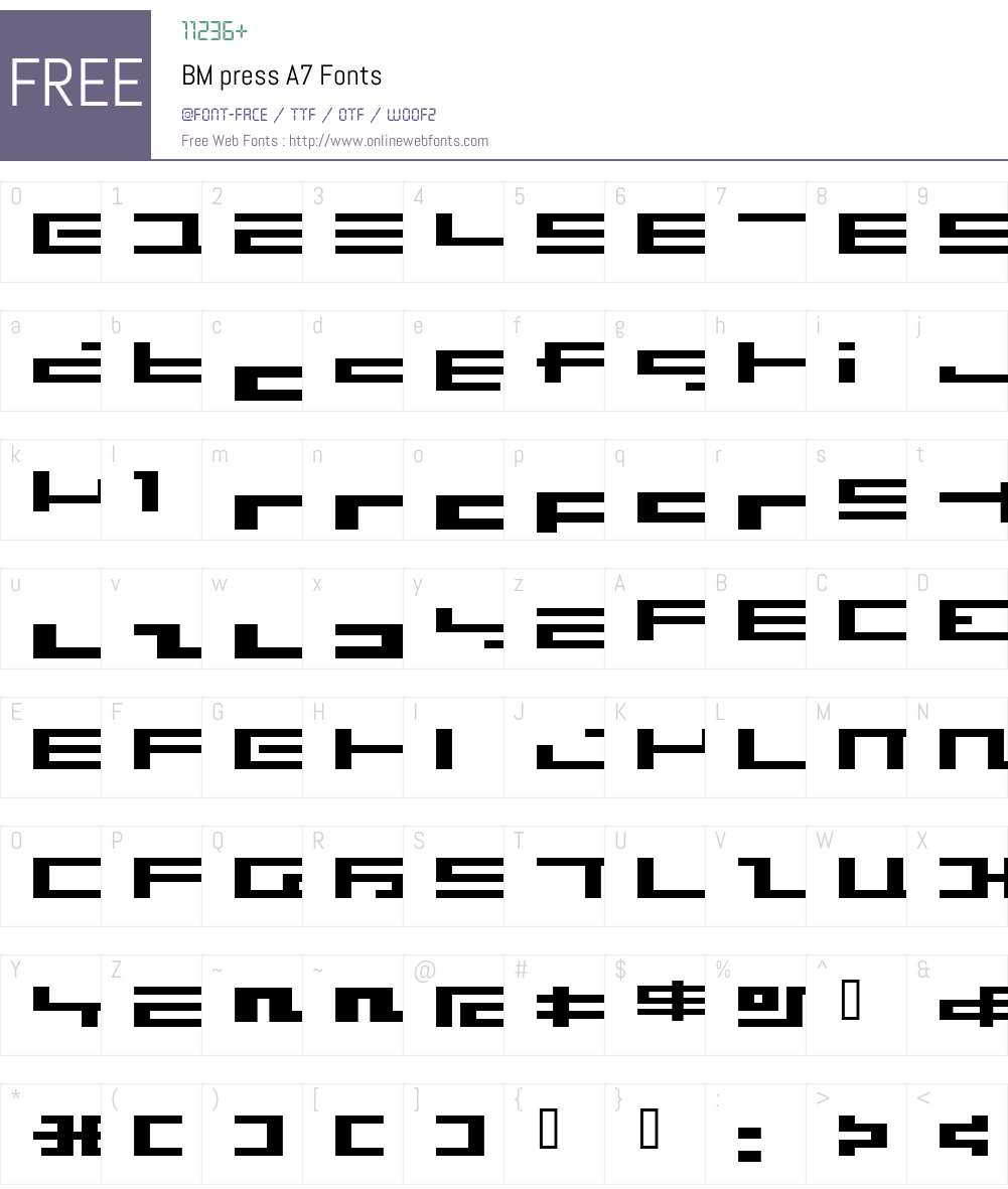 BM press Font Screenshots