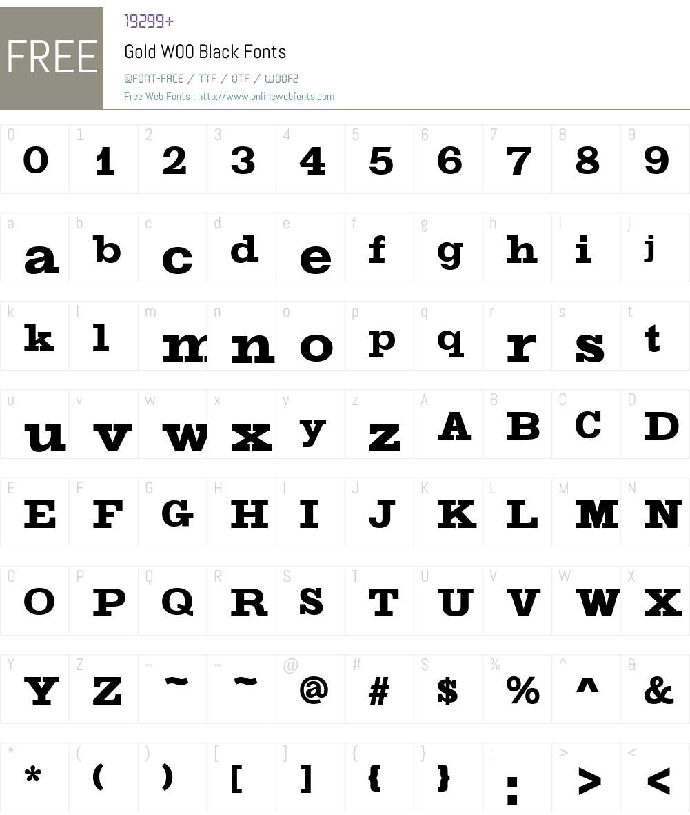 GoldW00-Black Font Screenshots