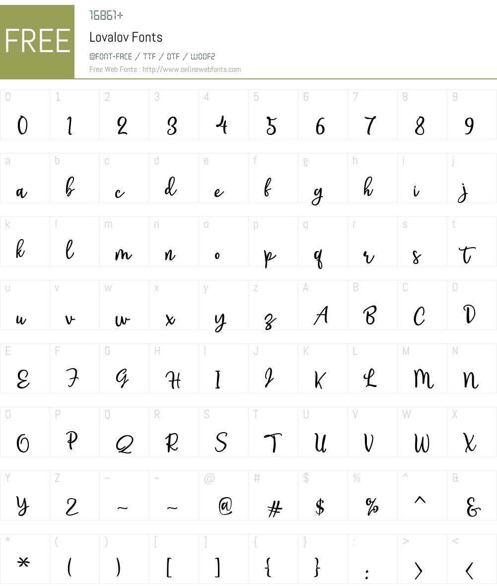 Lovalov Font Screenshots