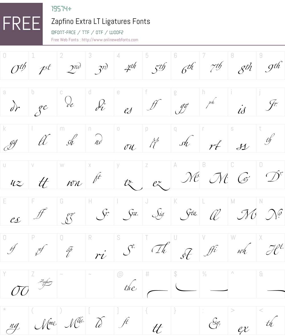 Zapfino Extra LT Font Screenshots