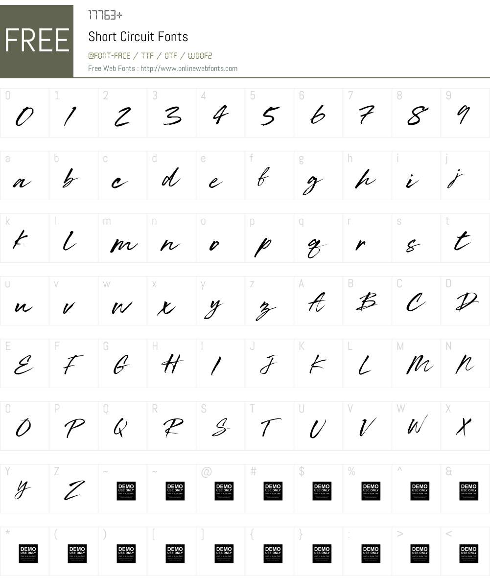 Short Circuit - Demo Font Screenshots