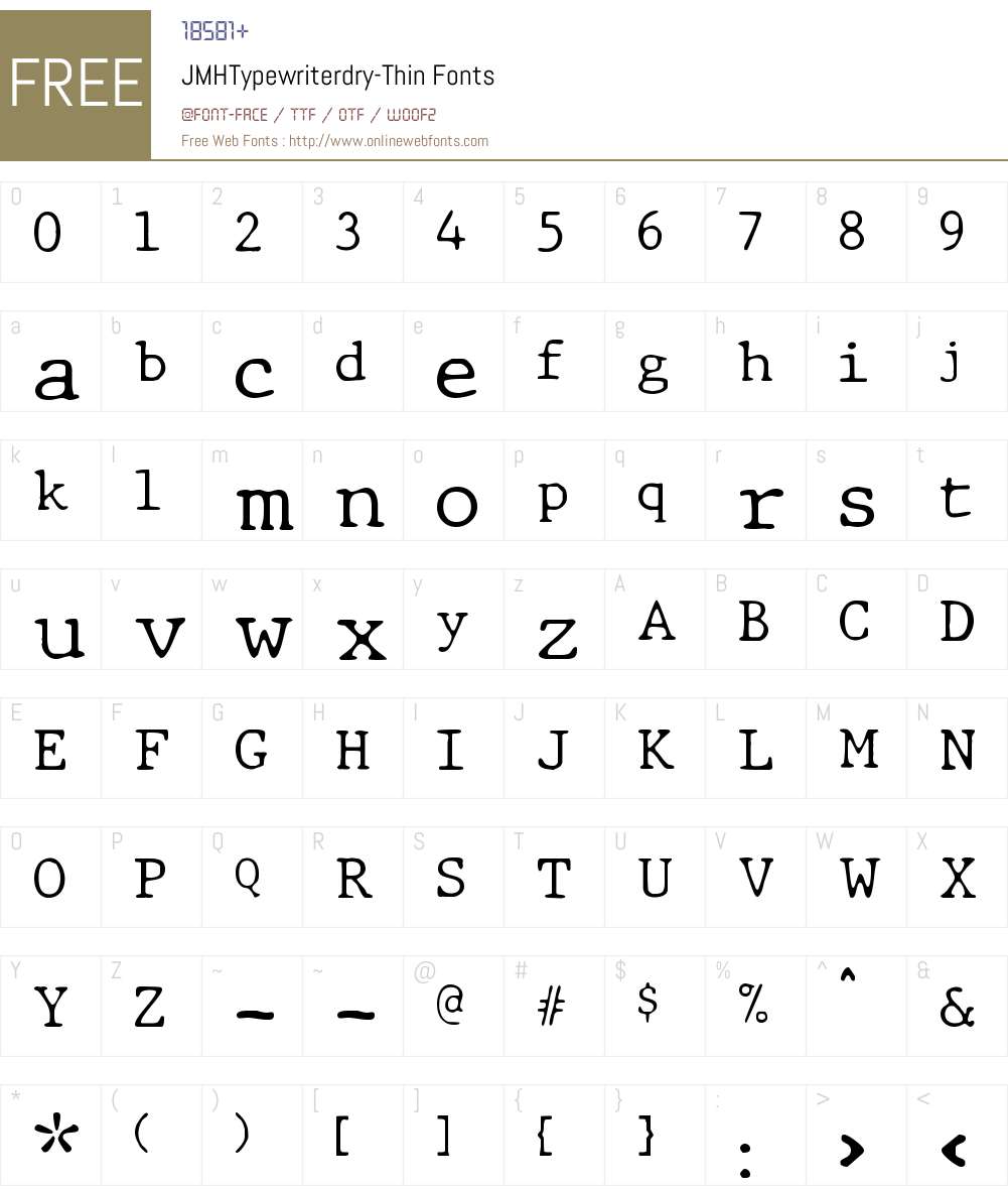 JMH Typewriter dry Thin Font Screenshots