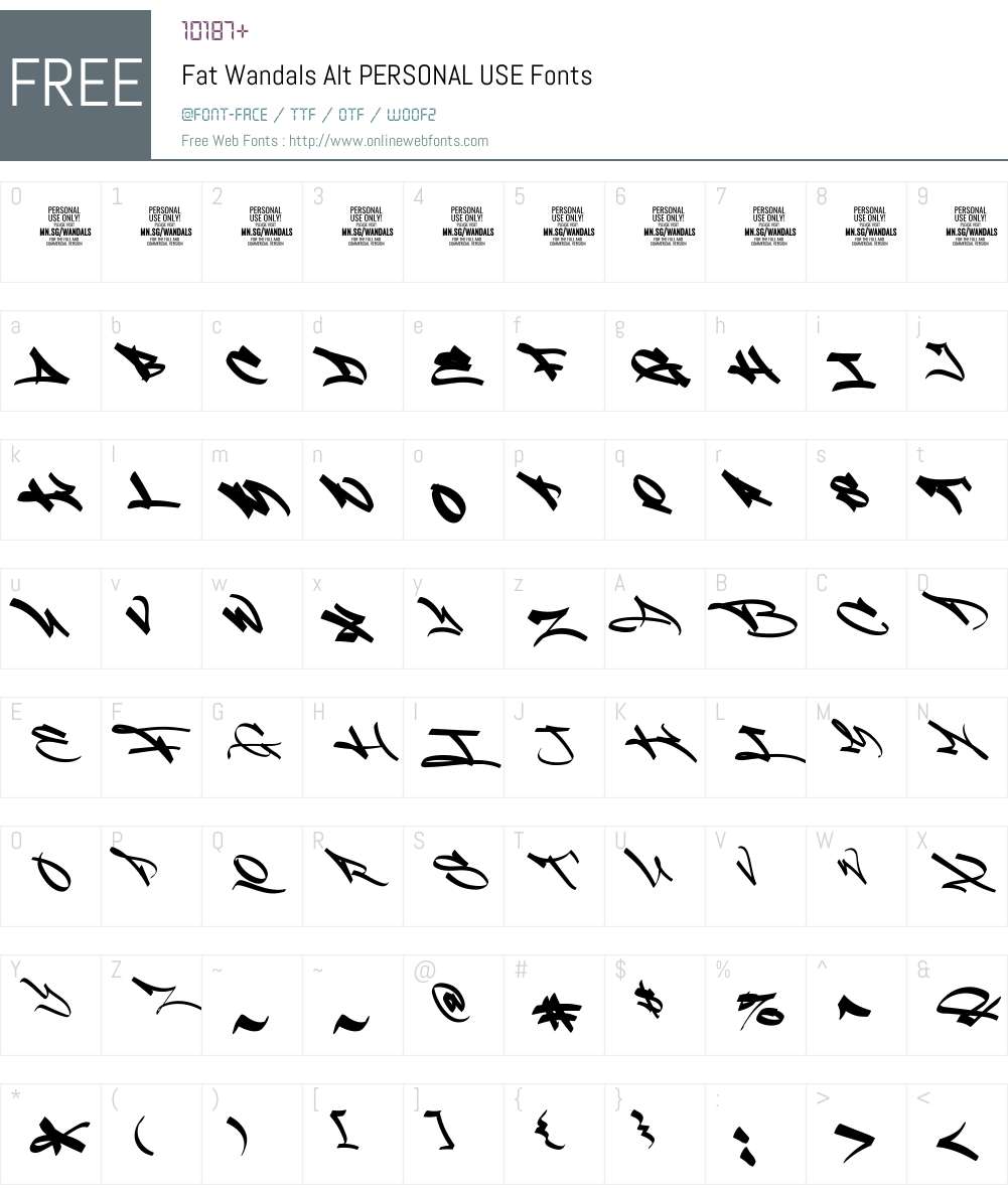 Fat Wandals Alt PERSONAL USE Font Screenshots