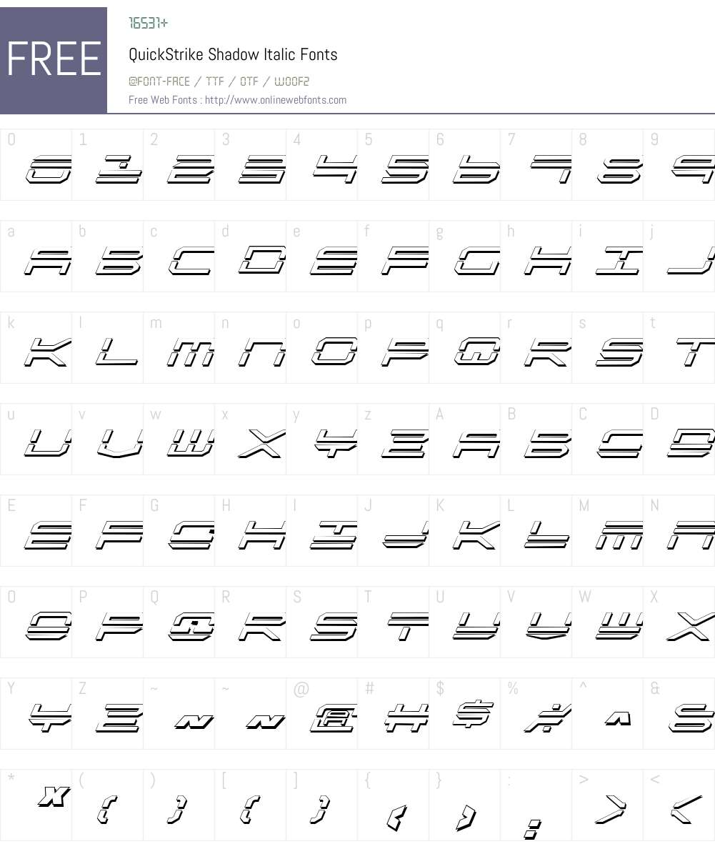 QuickStrike Shadow Italic Font Screenshots