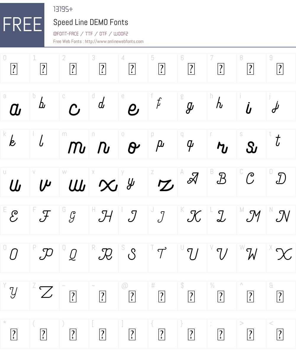 Speed Line DEMO Font Screenshots
