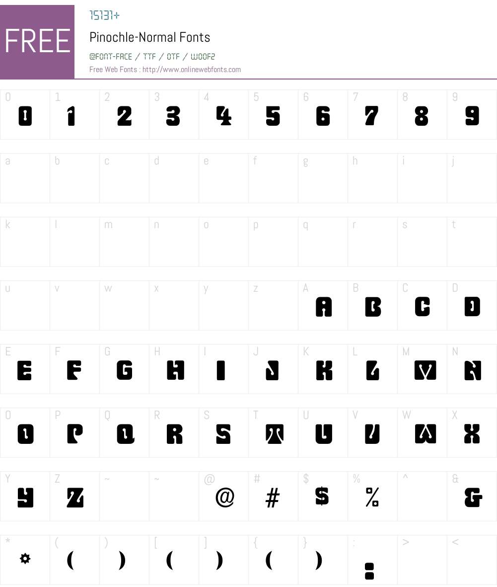 Pinochle-Normal Font Screenshots