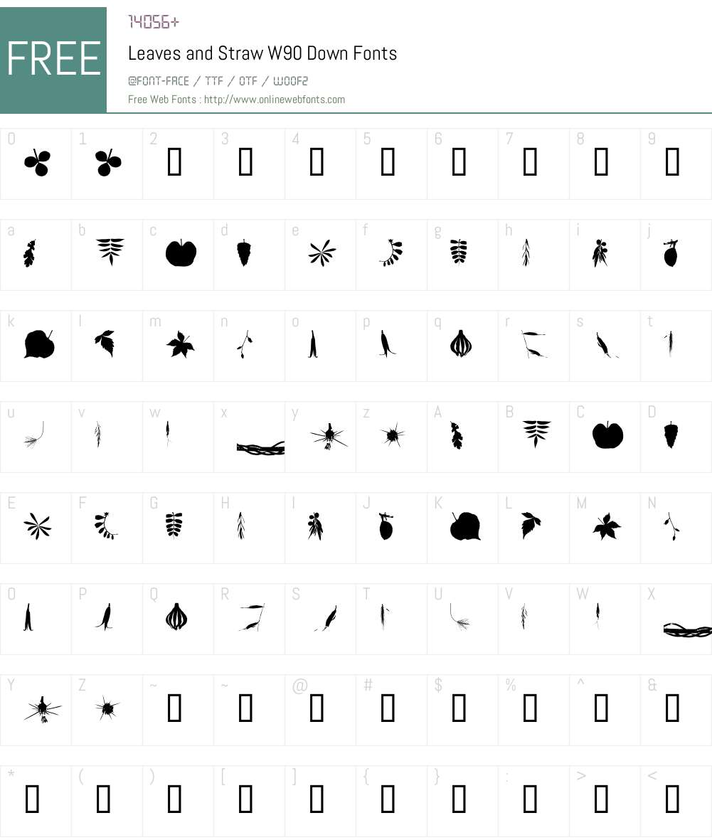 LeavesandStrawW90-Down Font Screenshots
