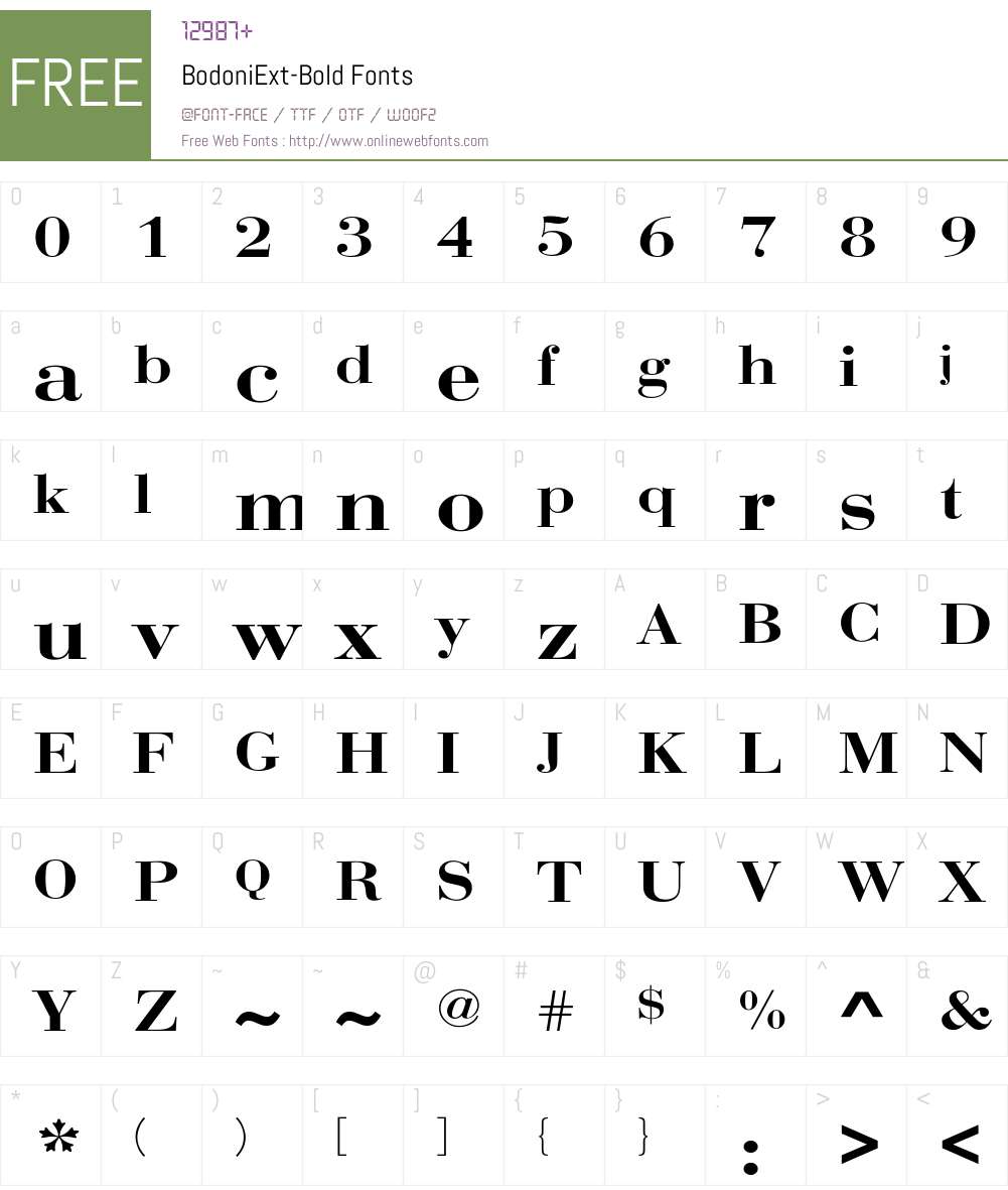 BodoniExt-Bold Font Screenshots