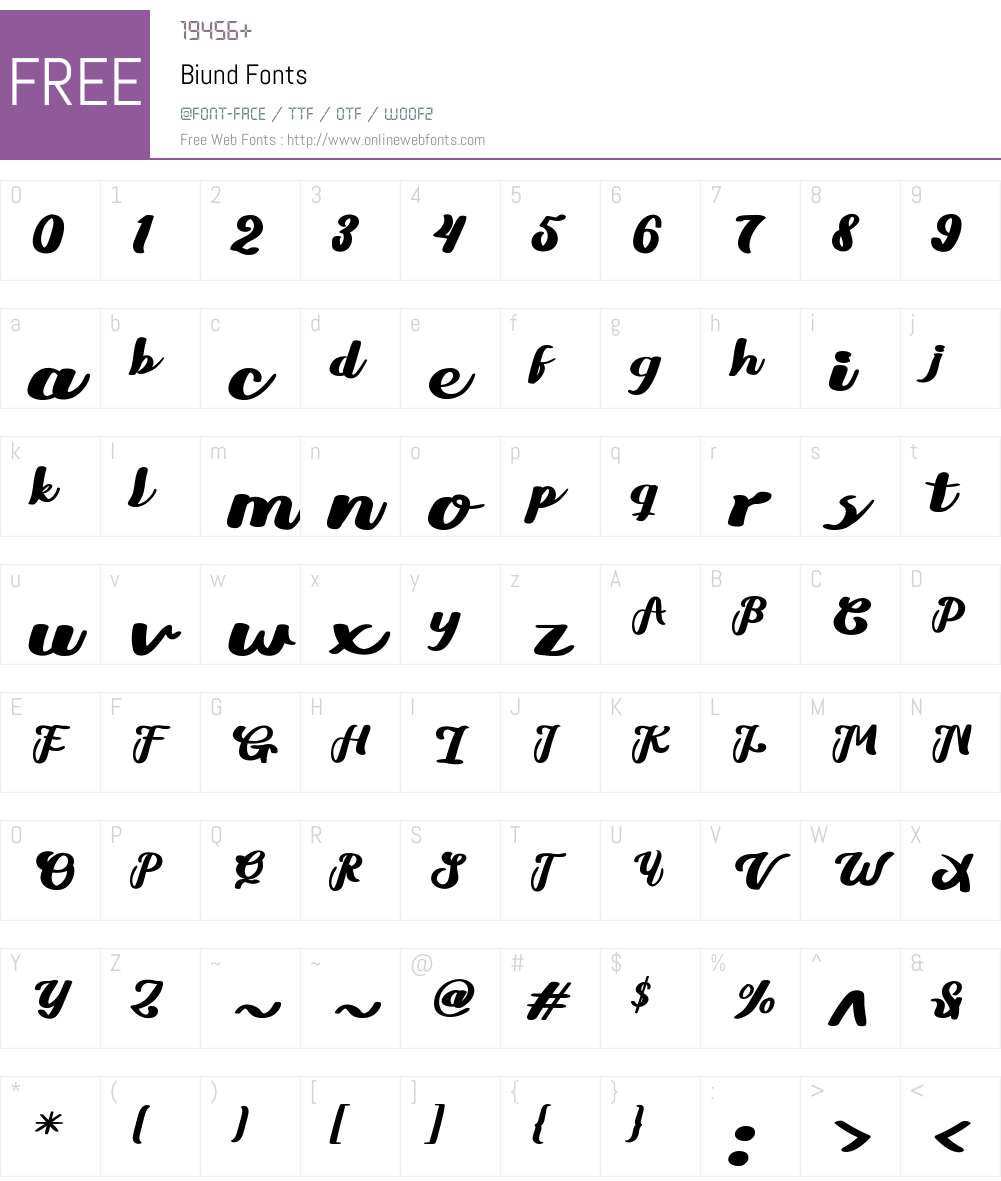 Biund Font Screenshots