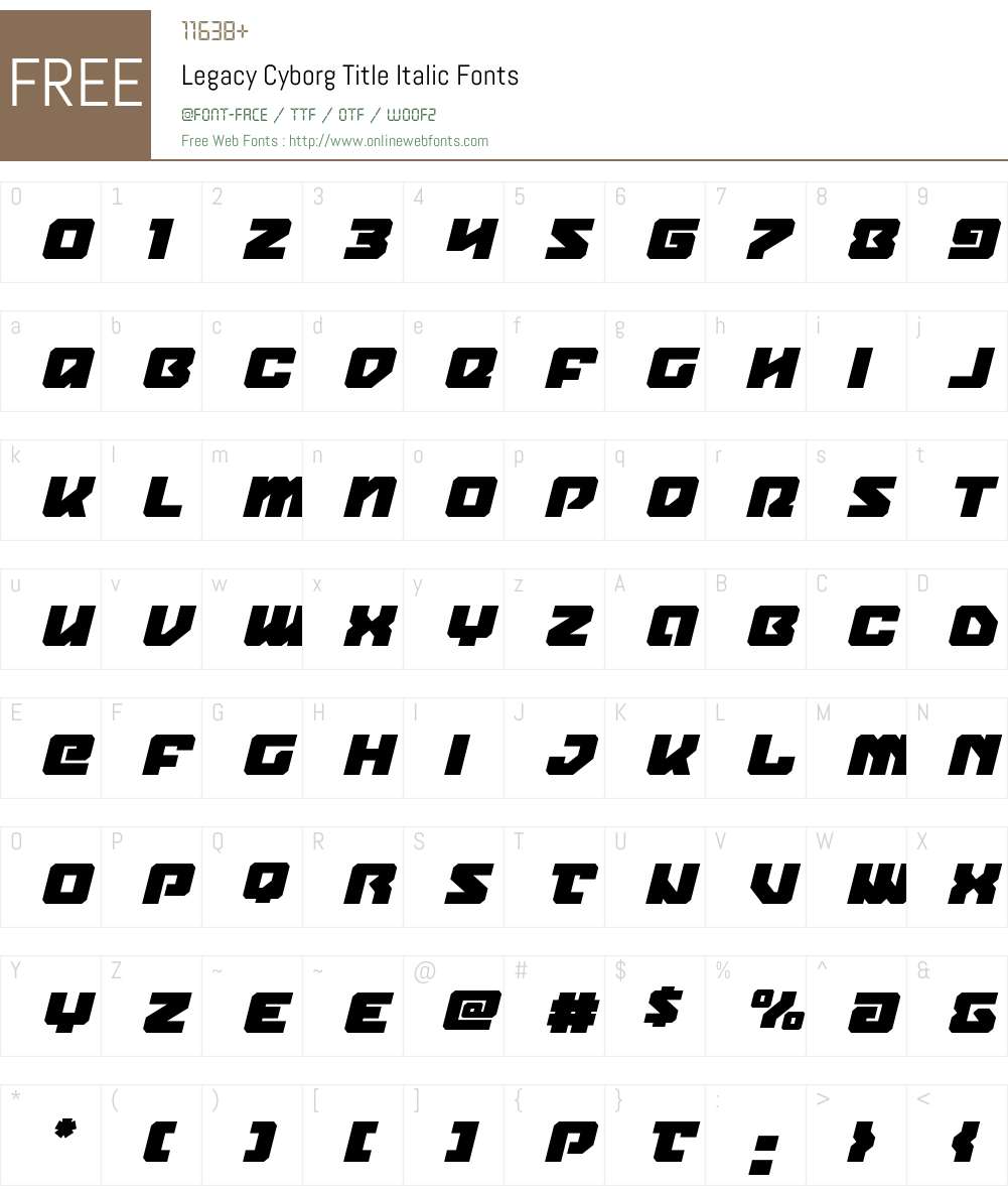 Legacy Cyborg Title Italic Font Screenshots