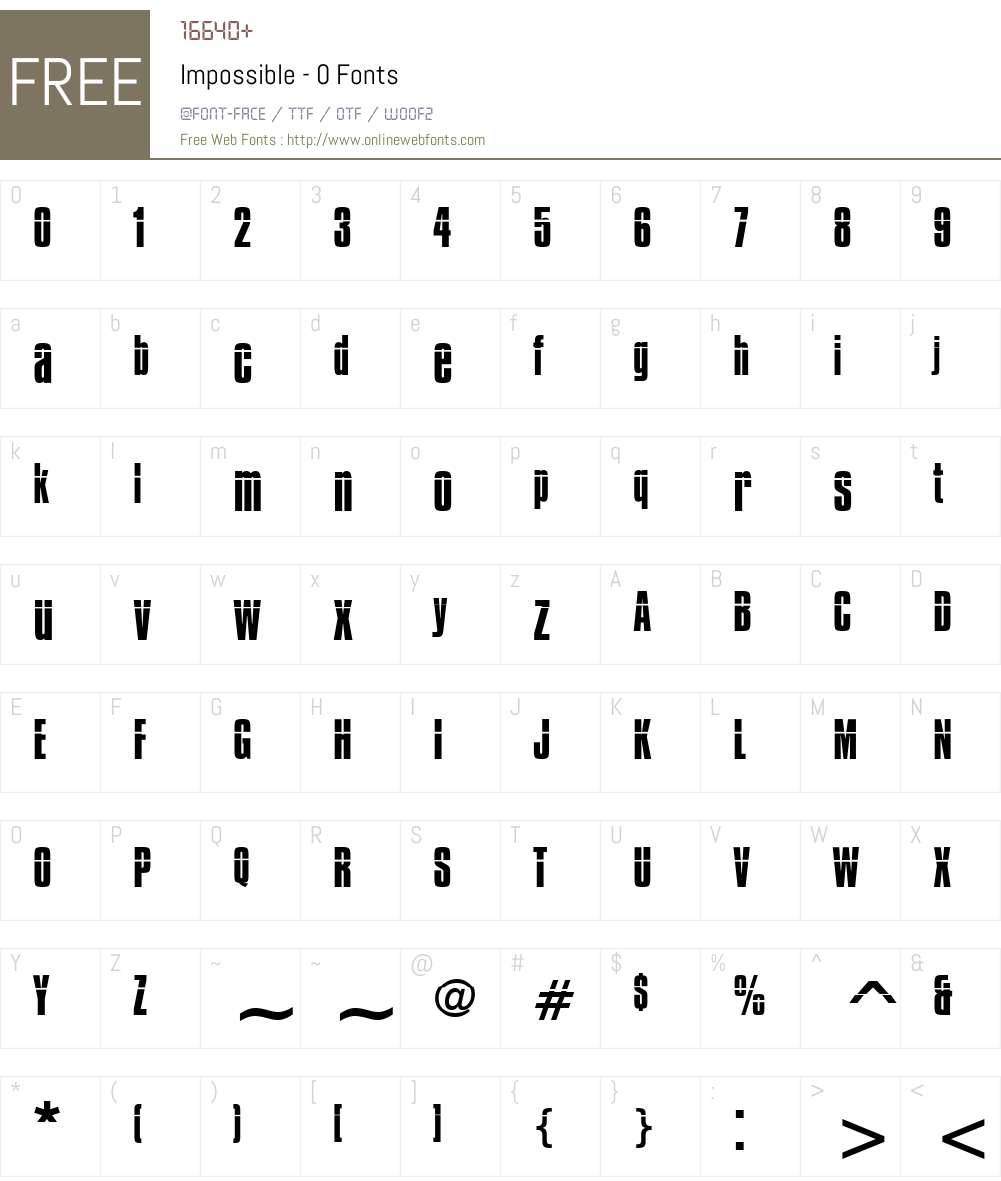 Impossible - 0 Font Screenshots