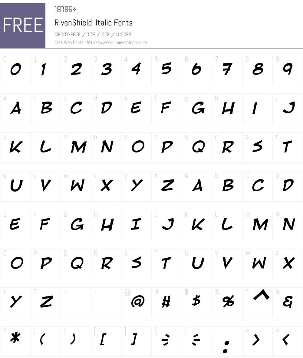 RivenShield Font Screenshots