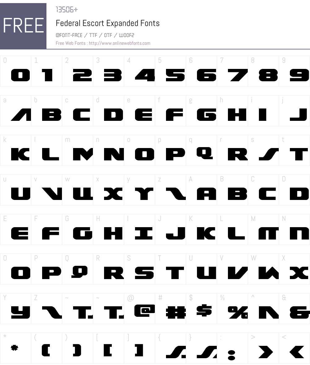 Federal Escort Expanded Font Screenshots
