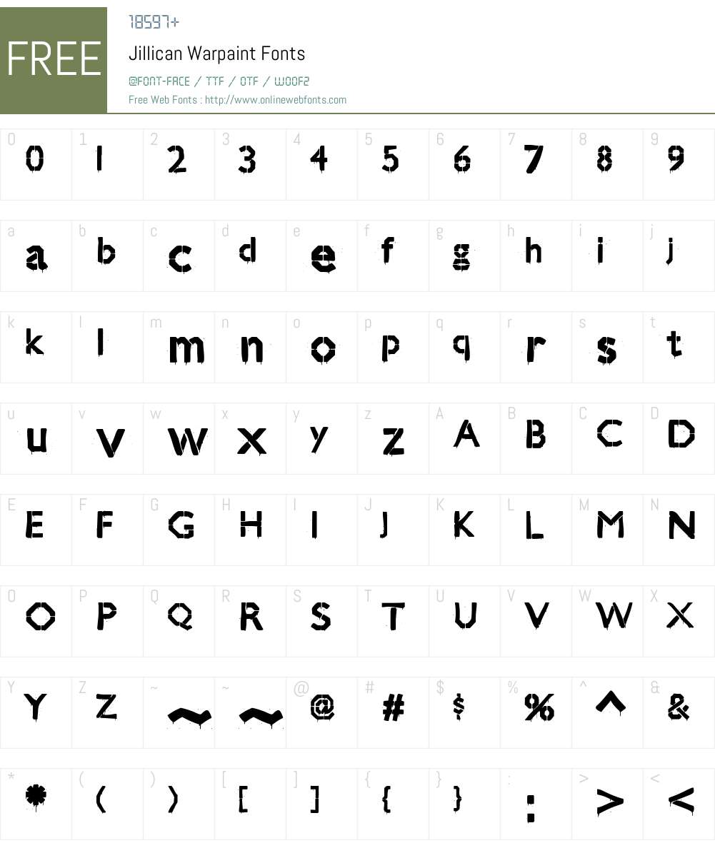 Jillican Warpaint Font Screenshots
