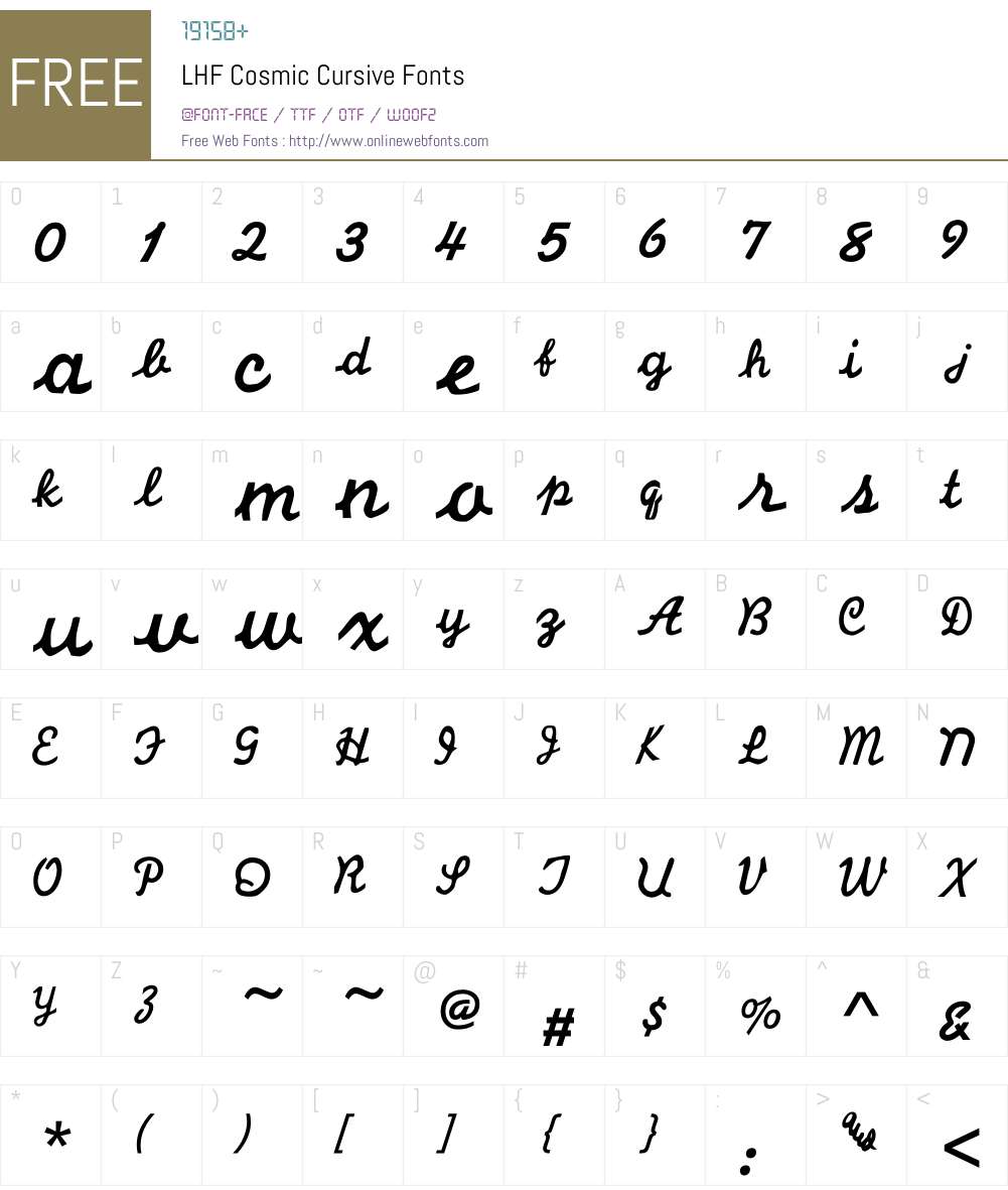 LHF Cosmic Cursive Font Screenshots