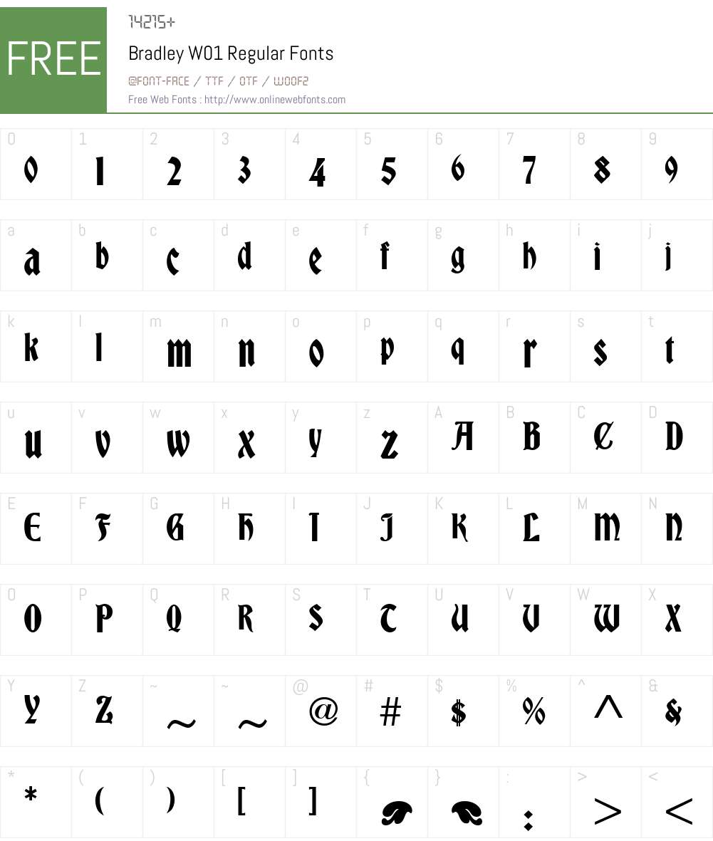 BradleyW01-Regular Font Screenshots