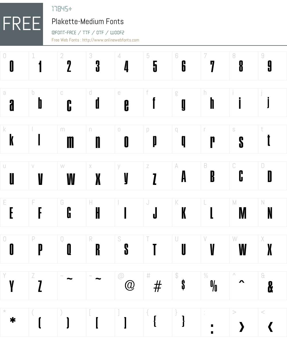Plakette-Medium Font Screenshots