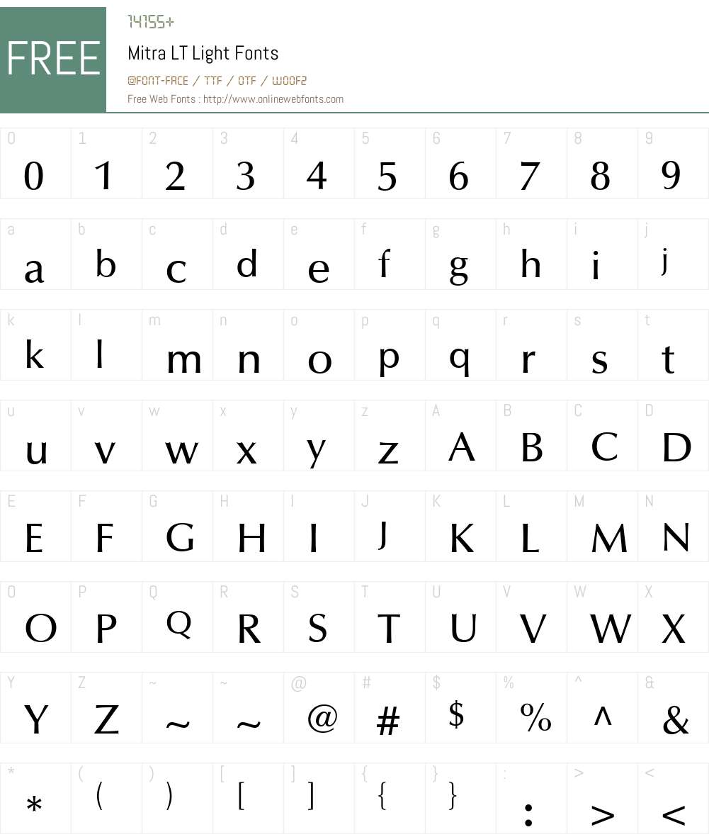 Mitra LT Font Screenshots