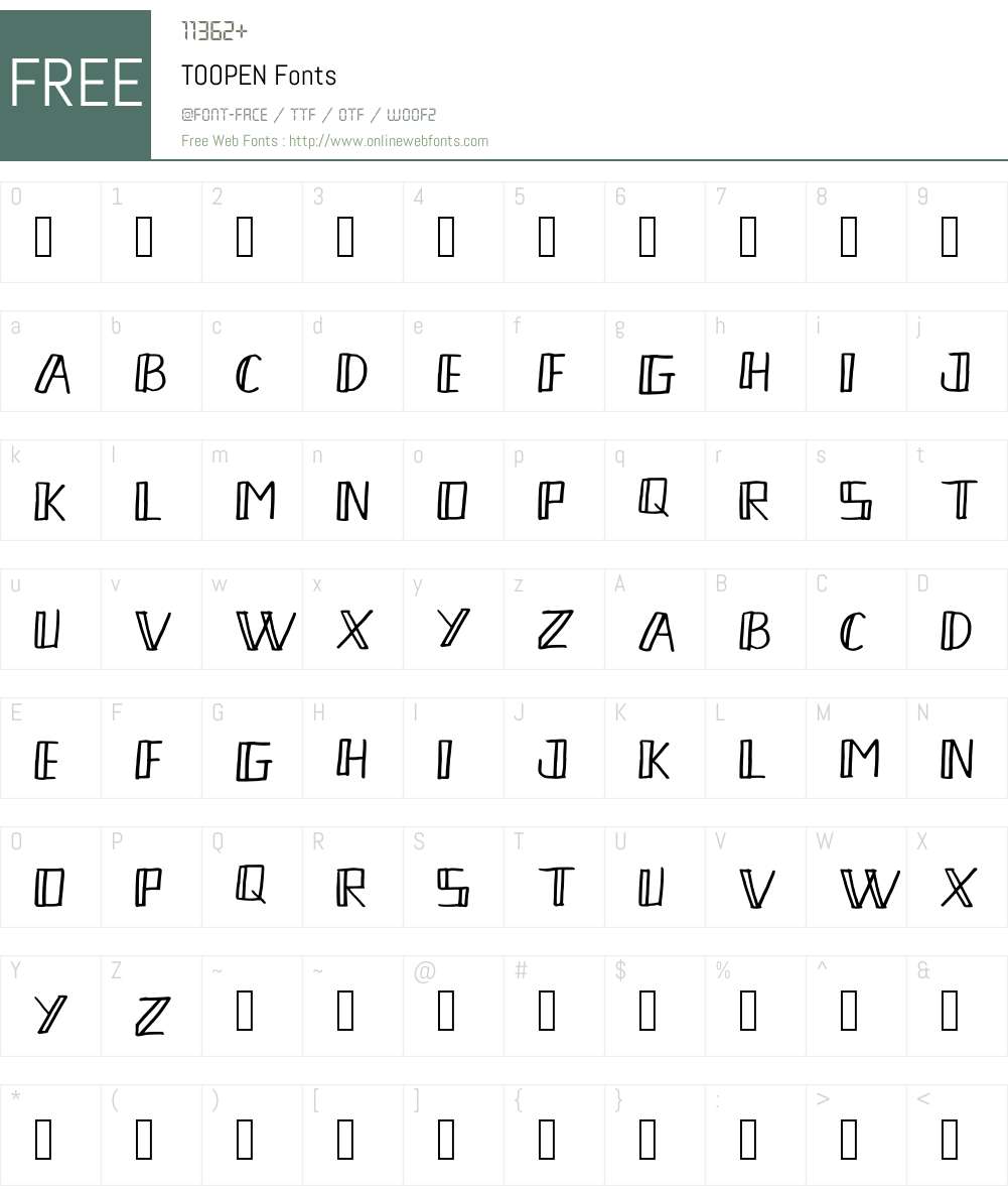 TOOPEN Font Screenshots