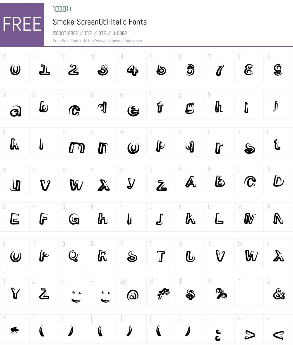 Smoke-ScreenObl Font Screenshots