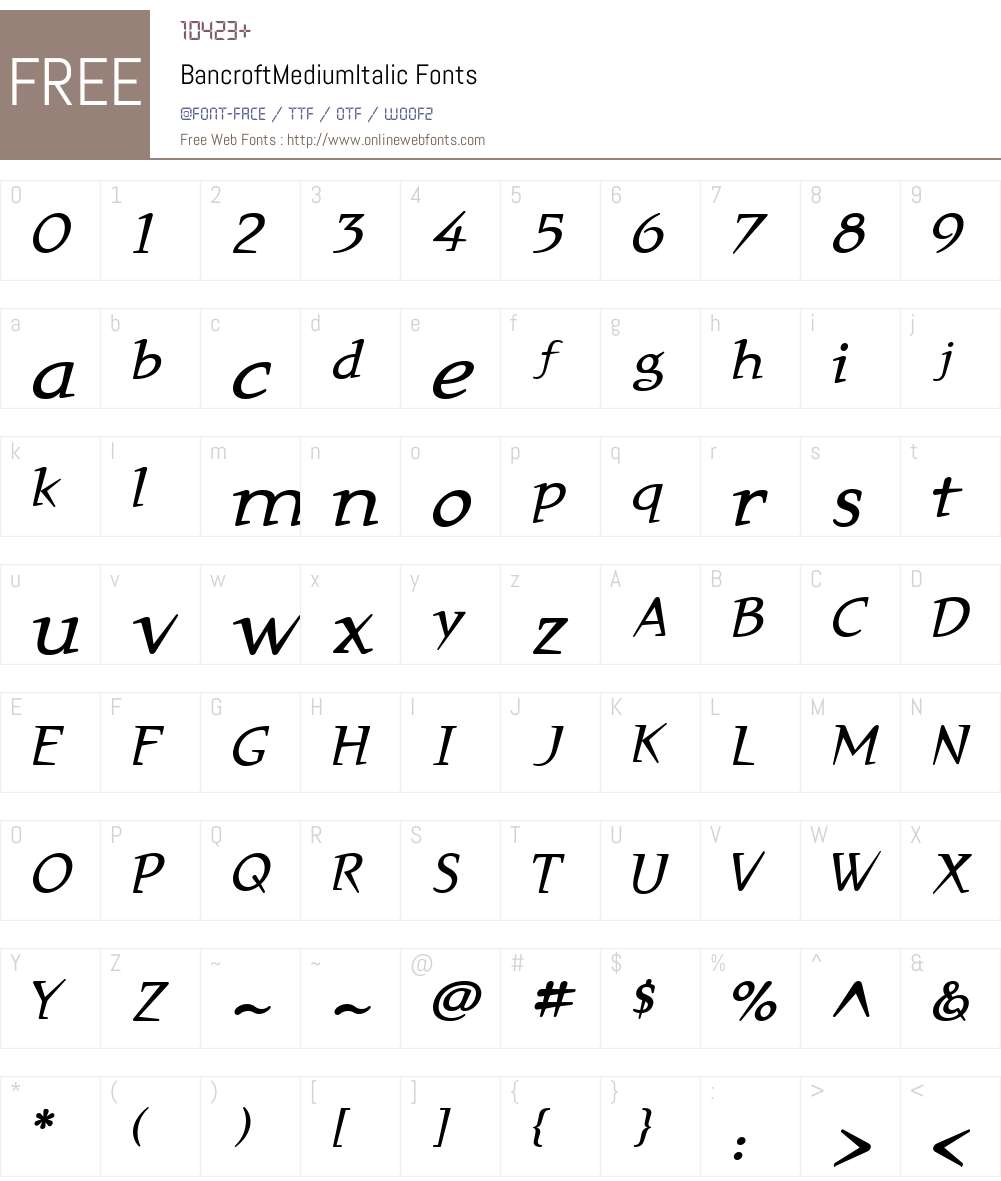 BancroftW01-MediumIt Font Screenshots
