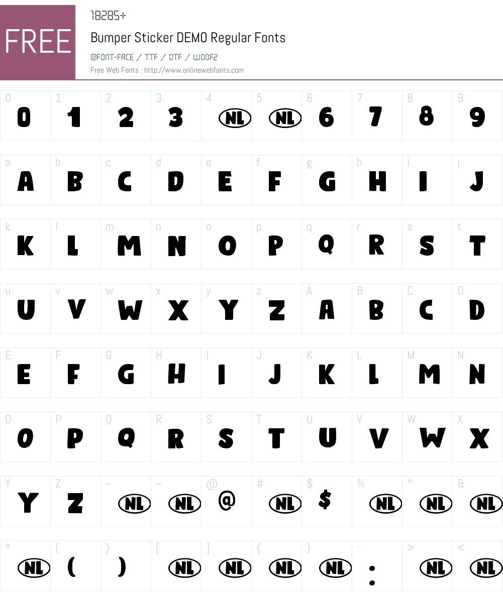 Bumper Sticker DEMO Font Screenshots