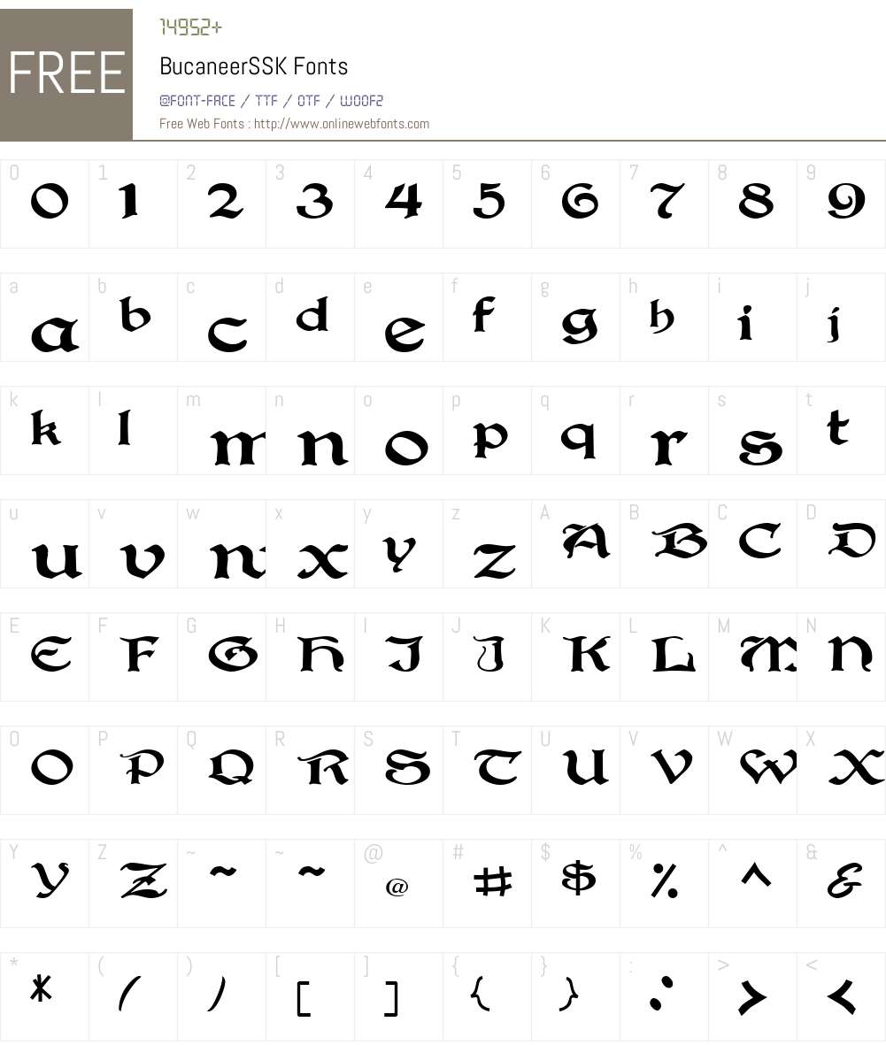 BucaneerSSK Font Screenshots