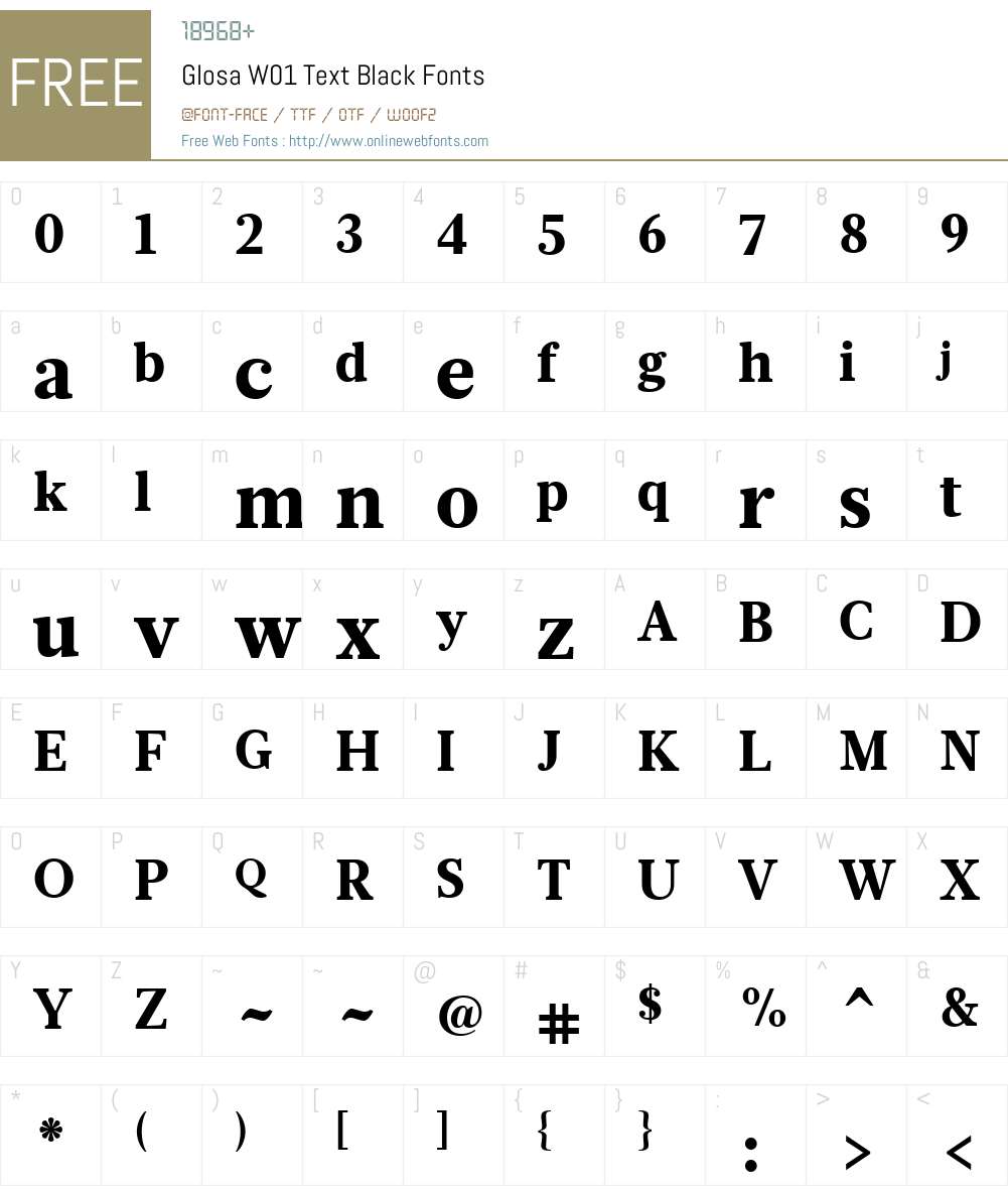 GlosaW01-TextBlack Font Screenshots