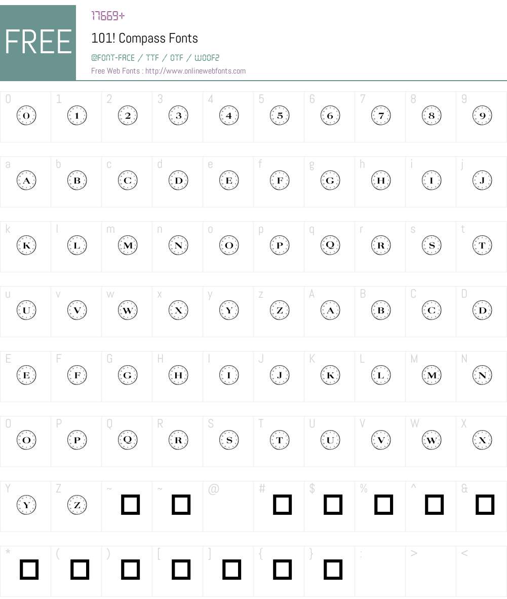 101! Compass Font Screenshots