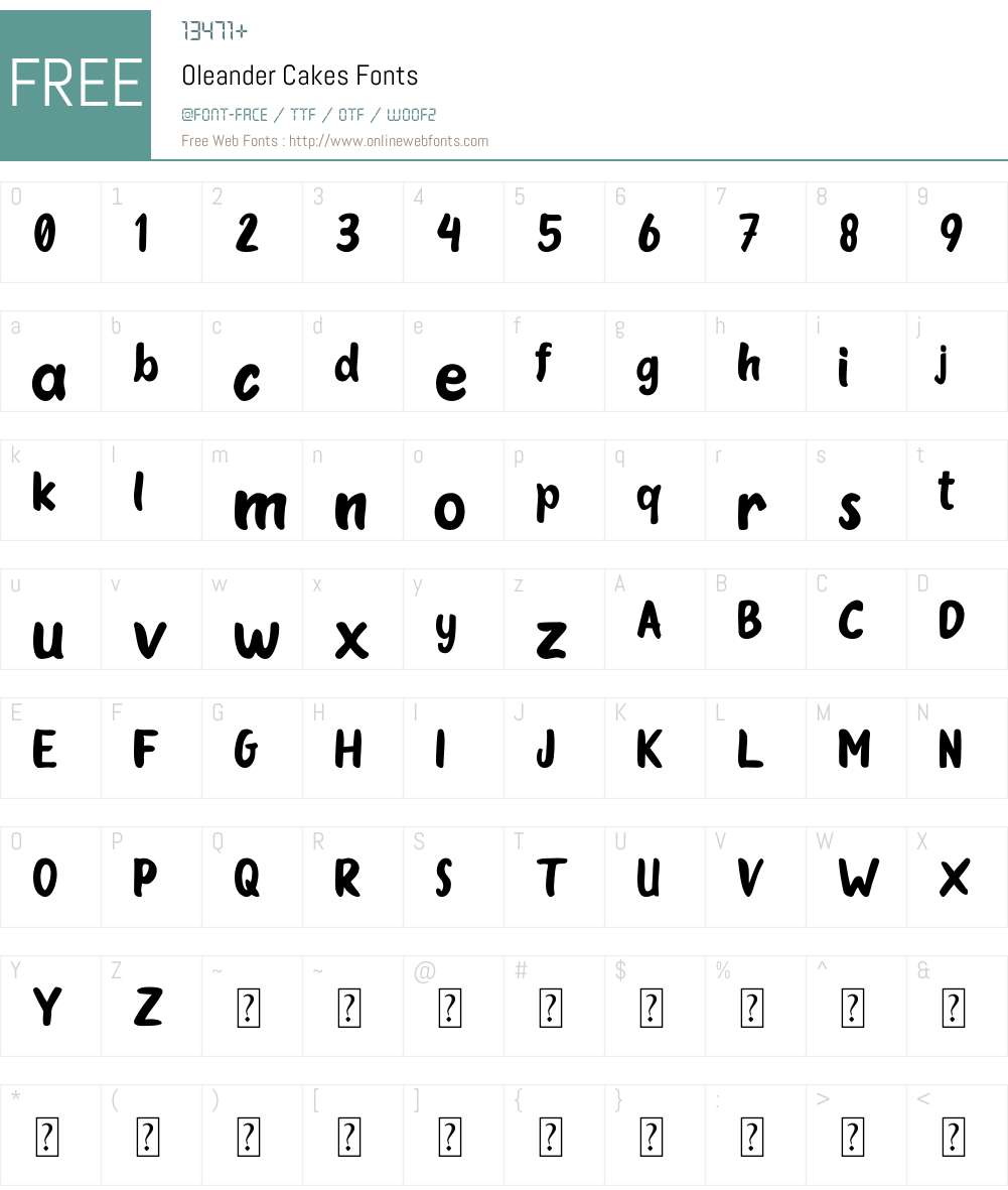 Oleander Cakes Font Screenshots