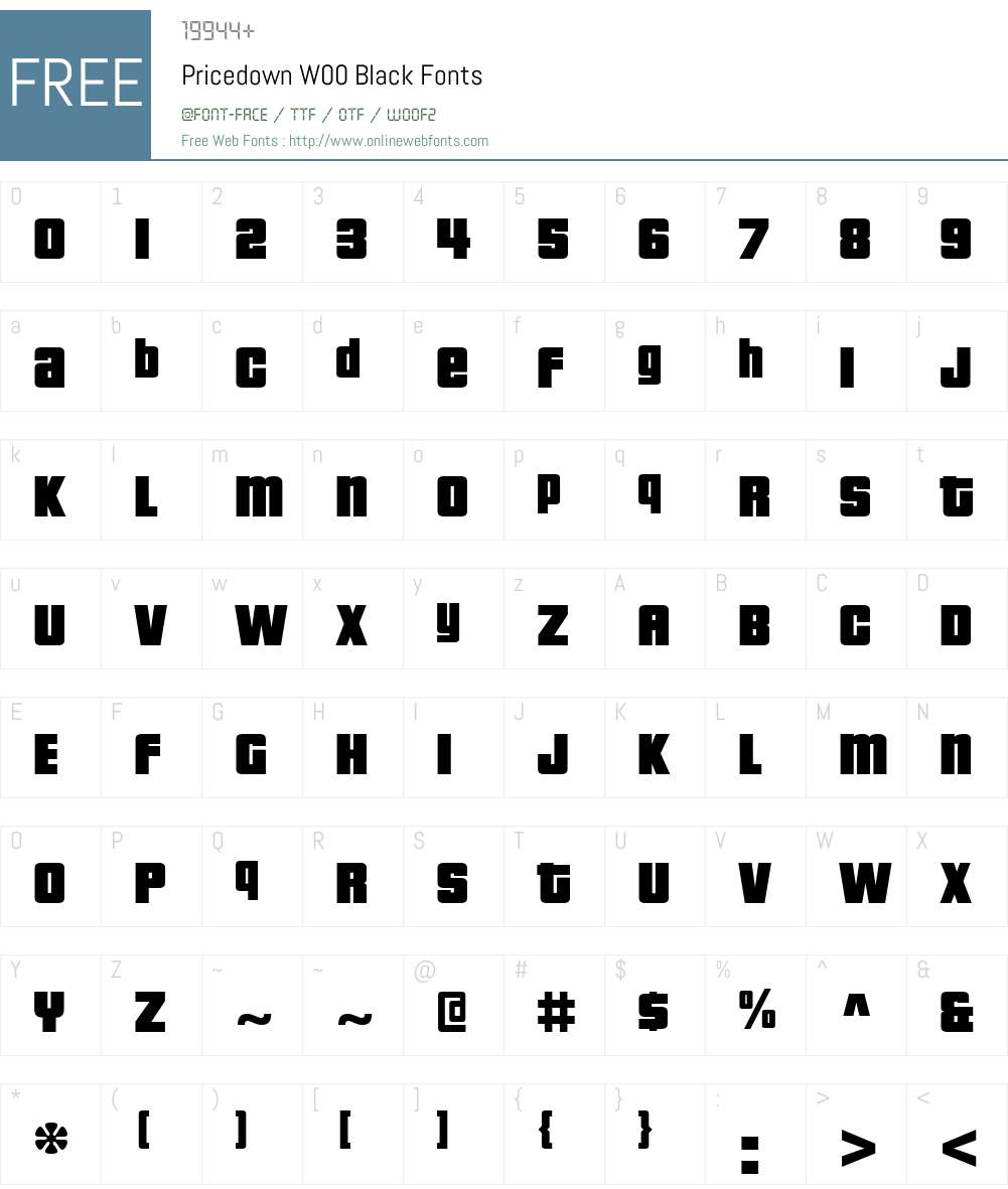 PricedownW00-Black Font Screenshots