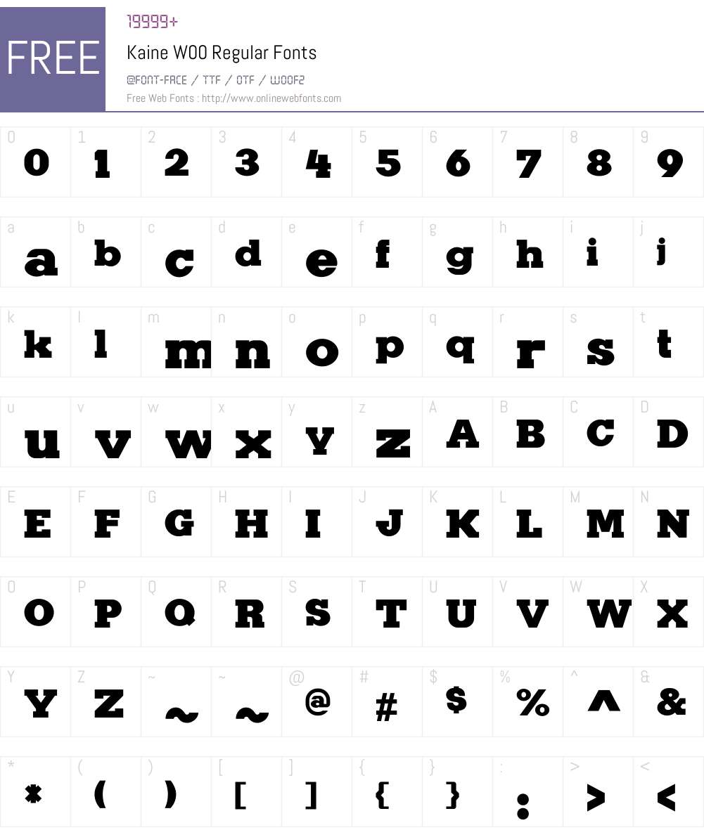 KaineW00-Regular Font Screenshots