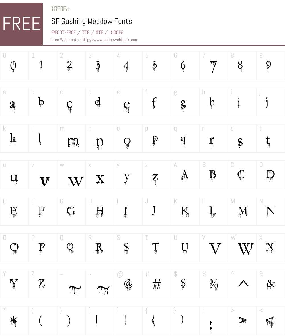 SF Gushing Meadow Font Screenshots