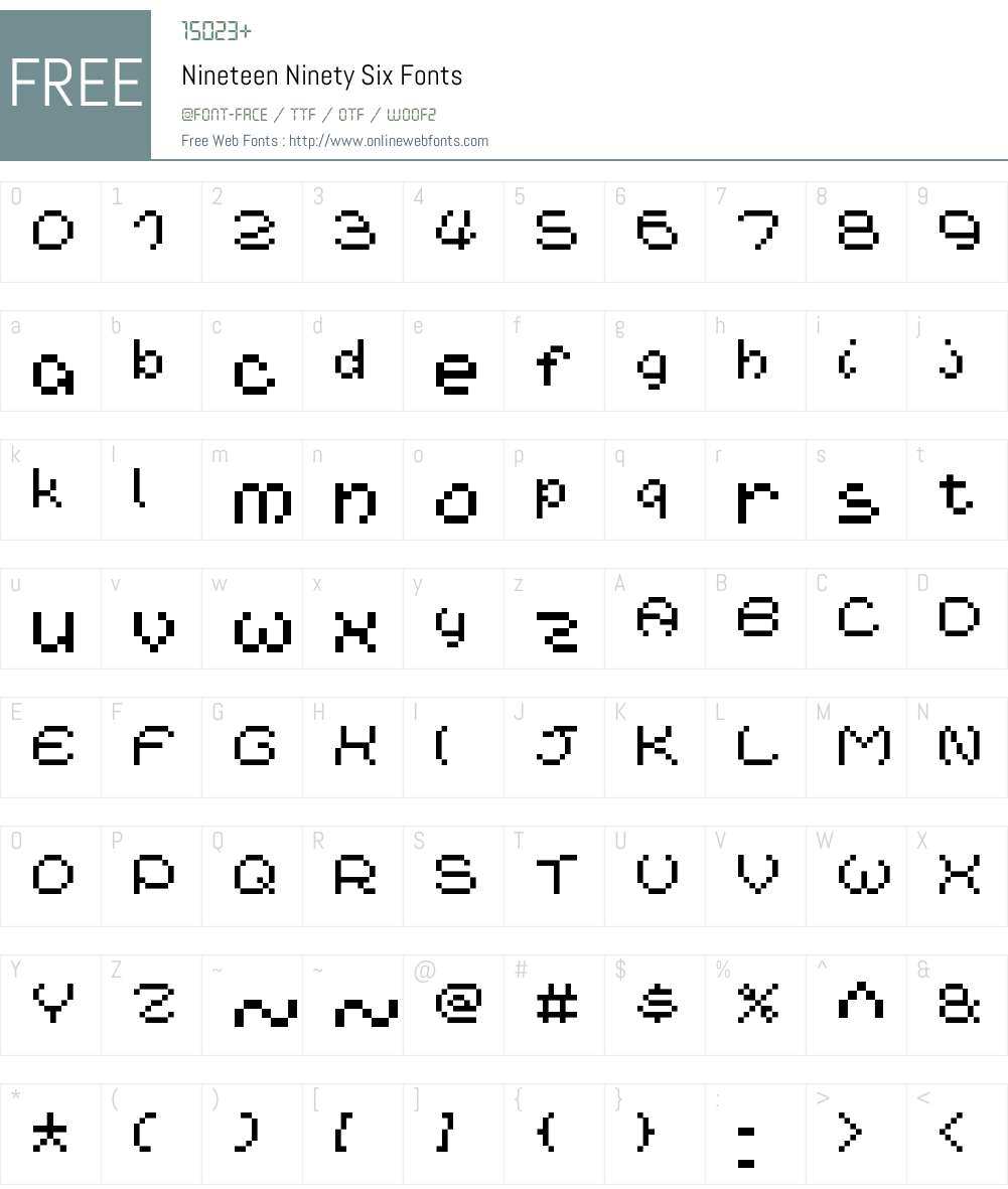 Nineteen Ninety Six Font Screenshots