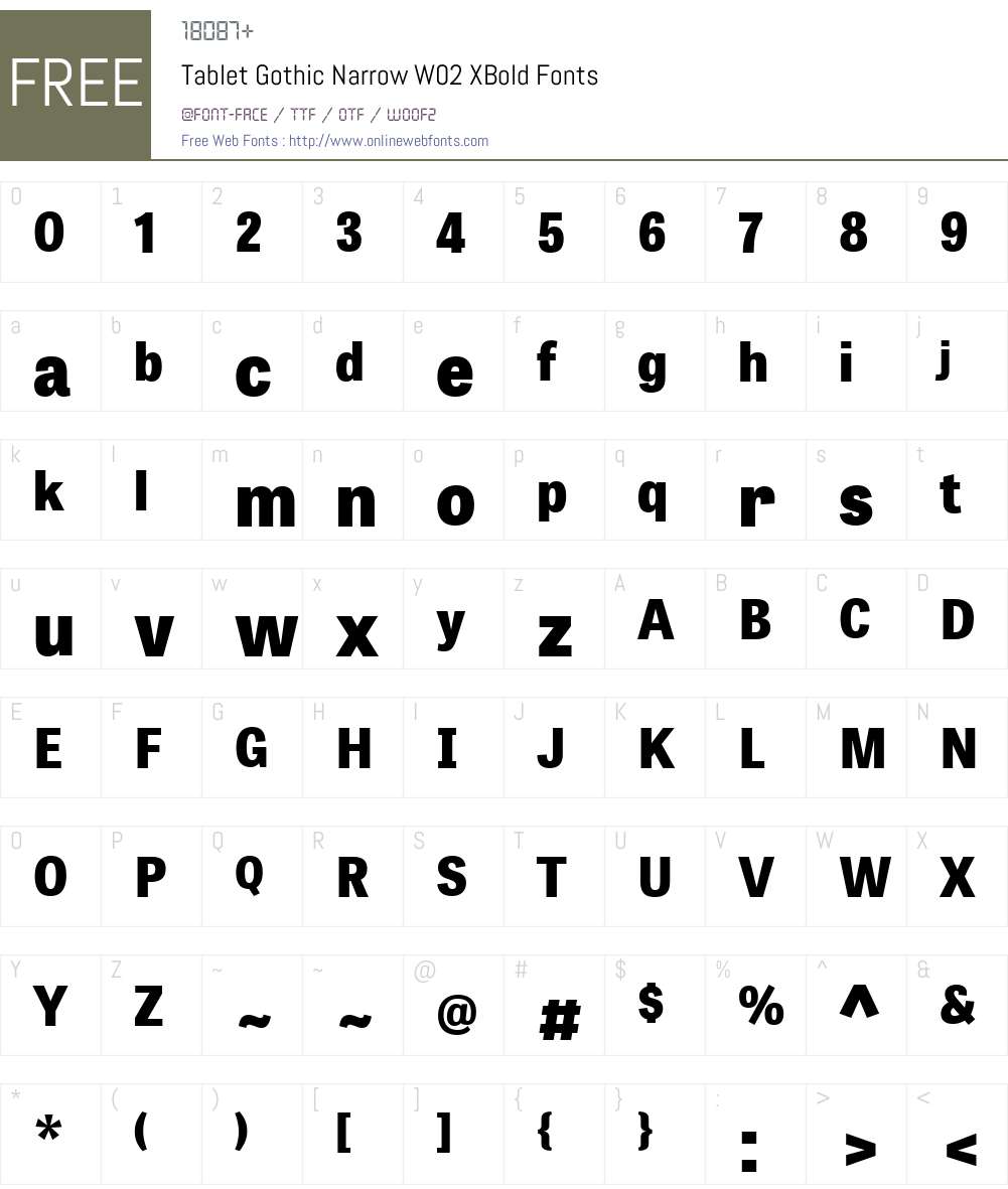 Tablet Gothic Font Screenshots