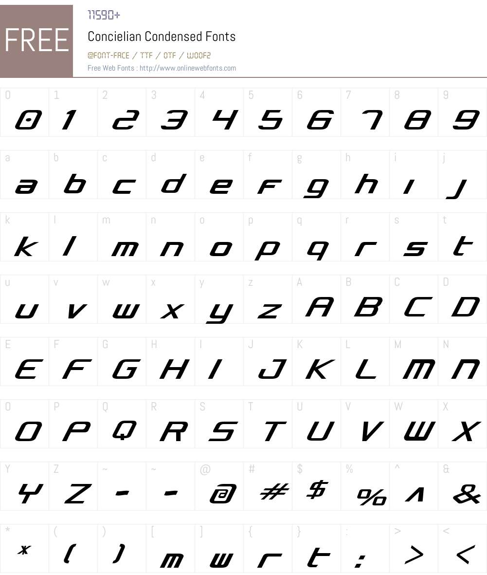 Concielian Condensed Font Screenshots
