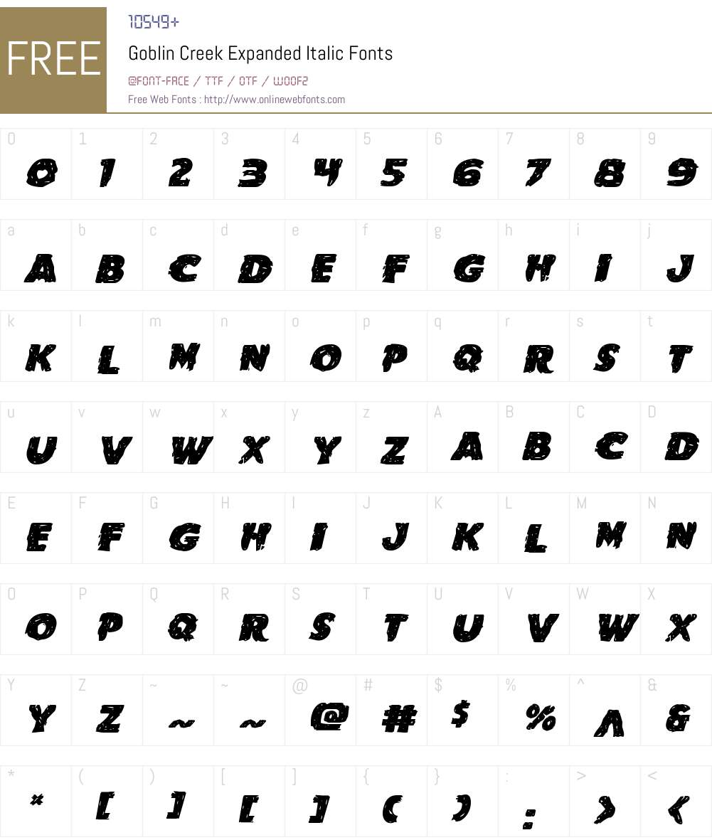 Goblin Creek Expanded Italic Font Screenshots