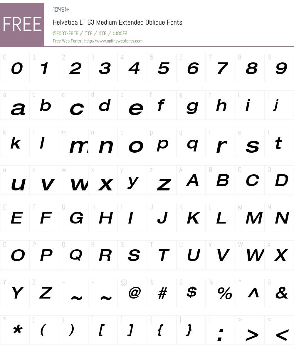 HelveticaNeue LT 63 MdEx Font Screenshots