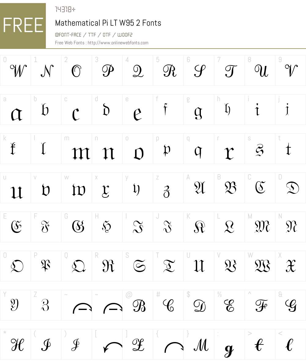 MathematicalPiLTW95-2 Font Screenshots