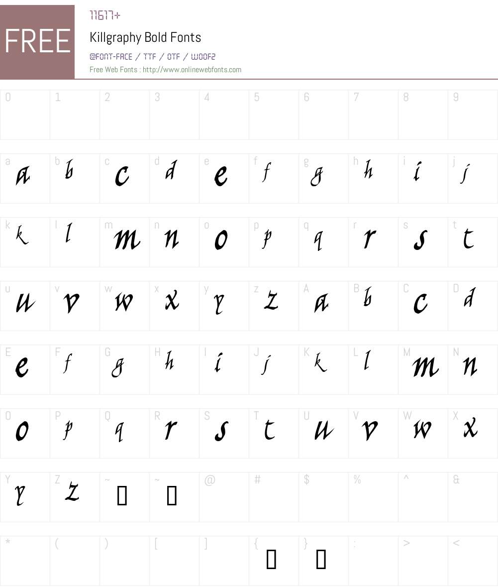 Killgraphy Bold Font Screenshots