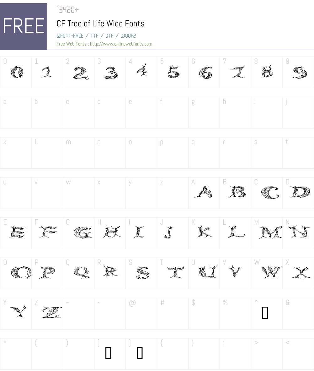 CF Tree of Life Wide Font Screenshots