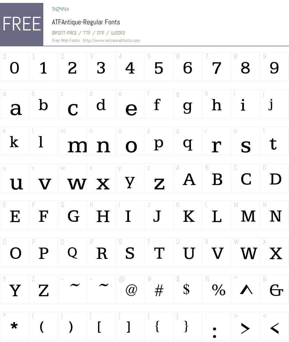 ATFAntique Font Screenshots