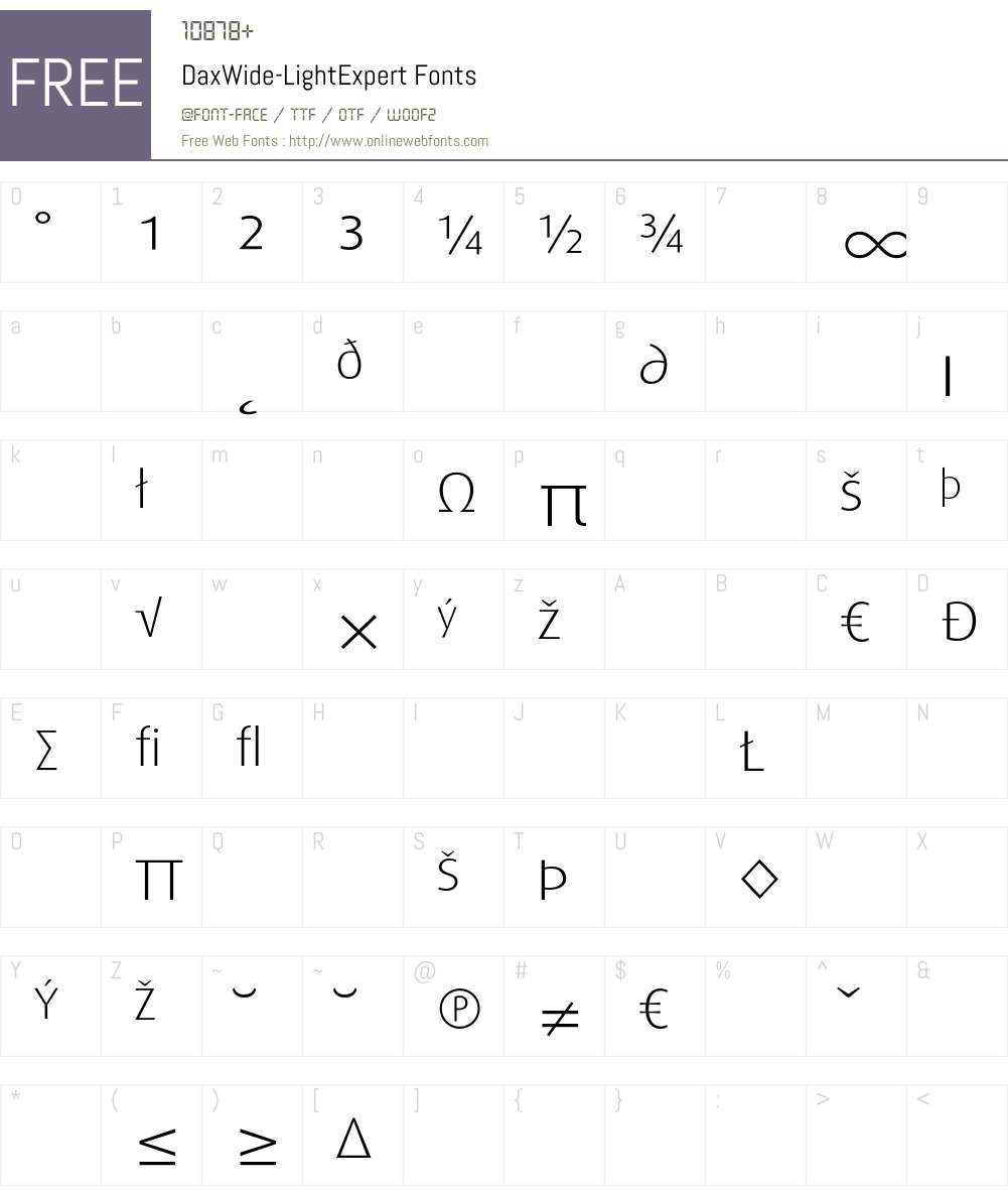 DaxWide Font Screenshots